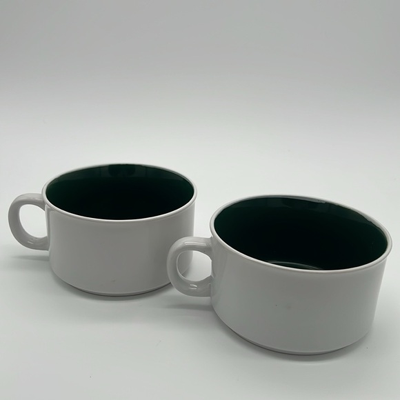 Graydon Hall Cozy Ceramic Soup Bowls with Handles Dark Green & White (Set of 2) - Picture 5 of 11